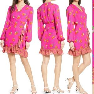 Charles Henry Floral Wrap Dress